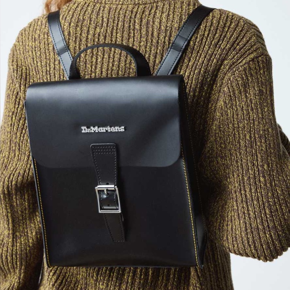 Dr. Martens Black Backpack with Silver Buckle